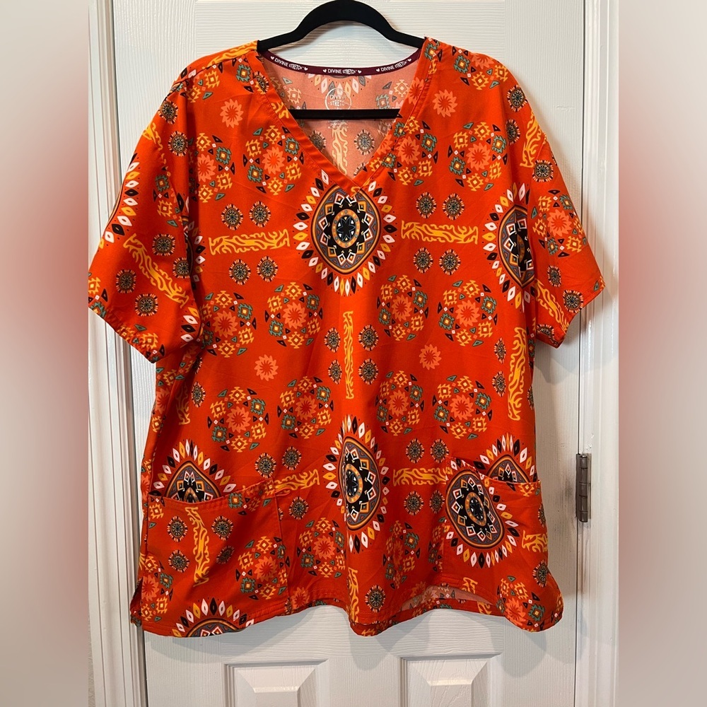 Orange and Black scrub top!